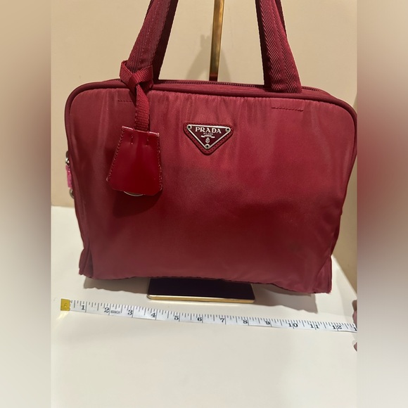*Reserved for Justine* Prada Maroon Nylon Small Handbag - Picture 10 of 11